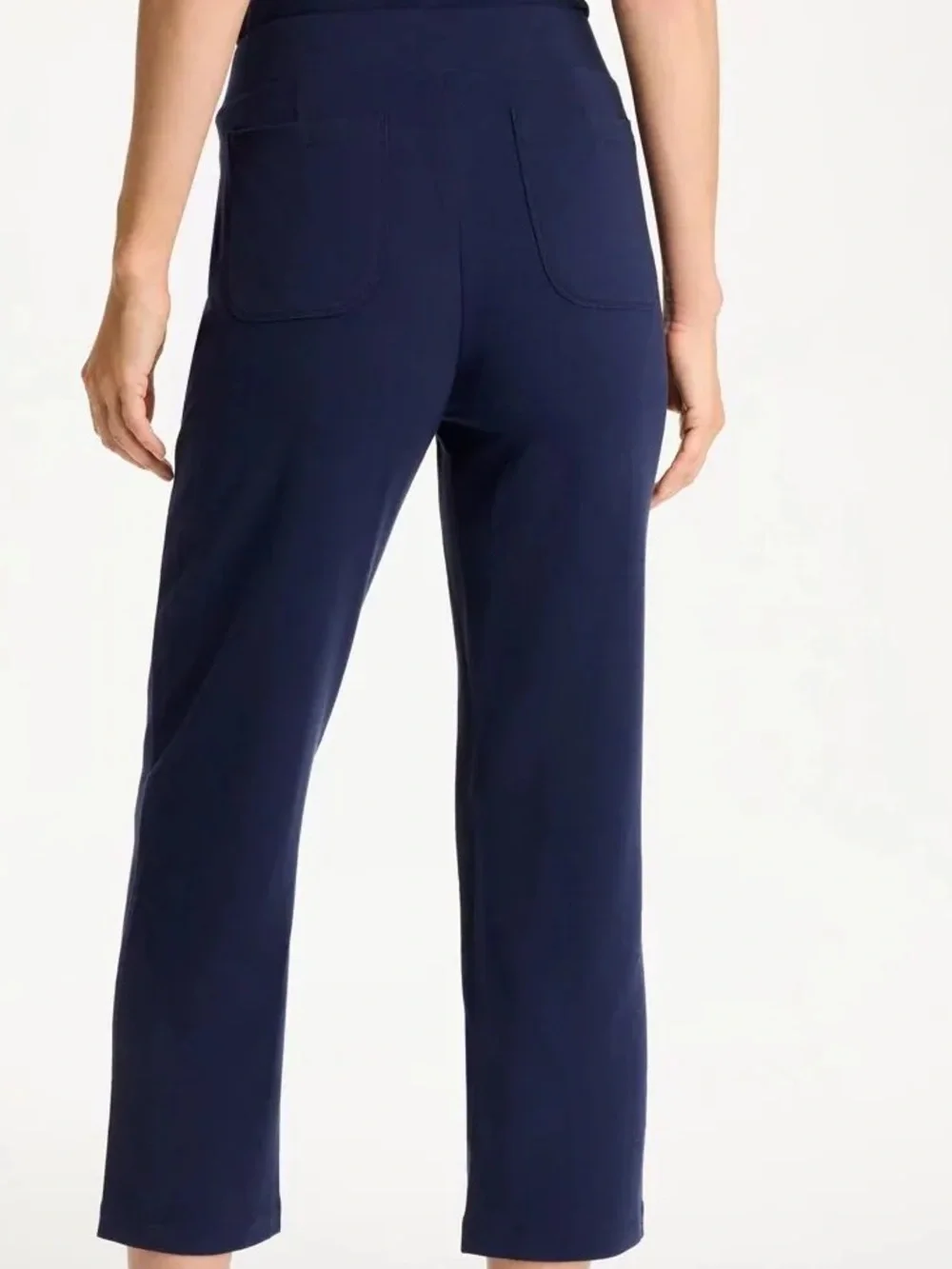 CHICO’S ZENERGY Knit Navy Blue Pull-On Straight-Leg Knit Ankle Pants — #159 LHP